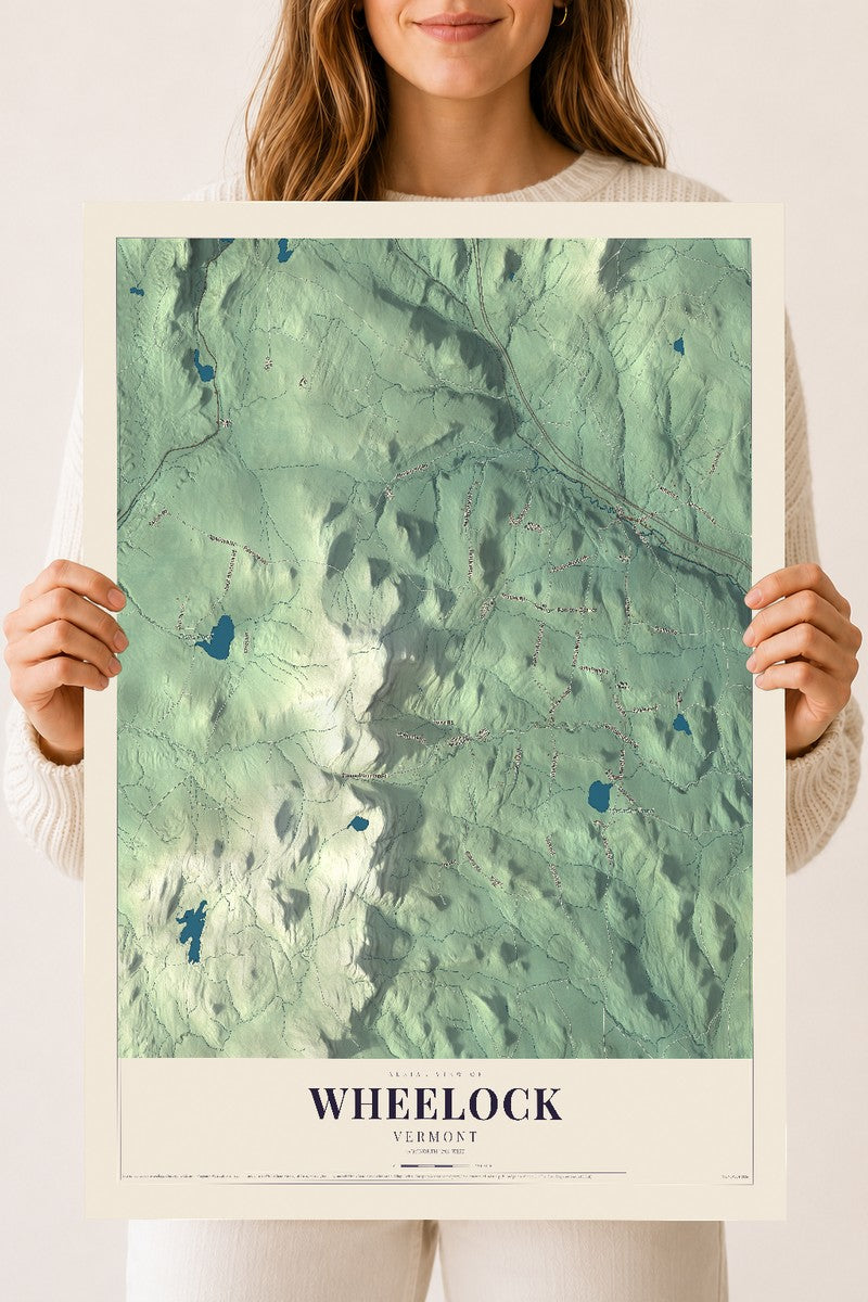 Wheelock, Vermont map print - 18 x 24 archival matte print