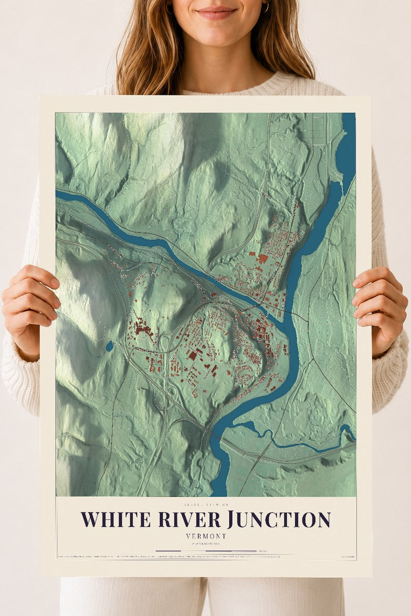 White River Junction, Vermont map print - 18 x 24 archival matte print