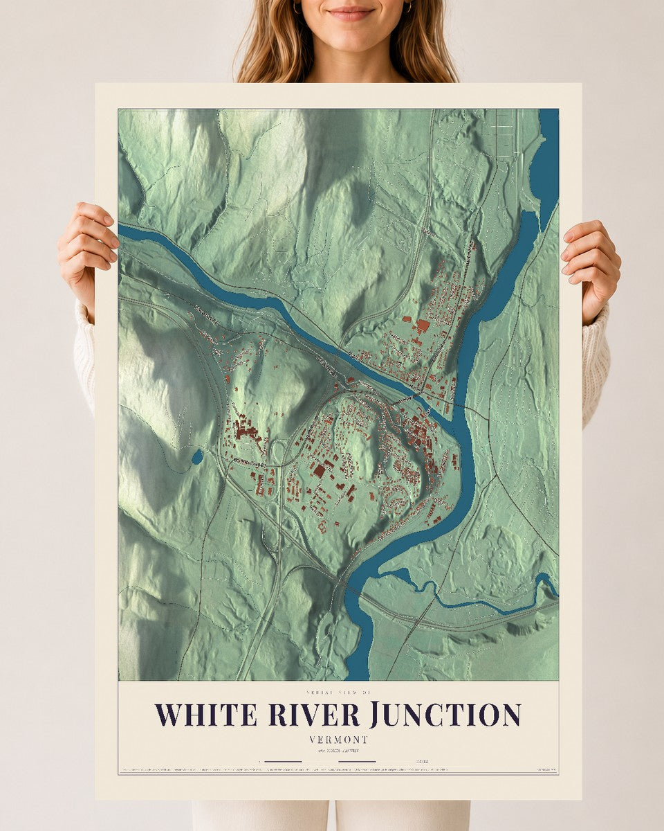 White River Junction, Vermont map print - 24 x 36 archival matte print