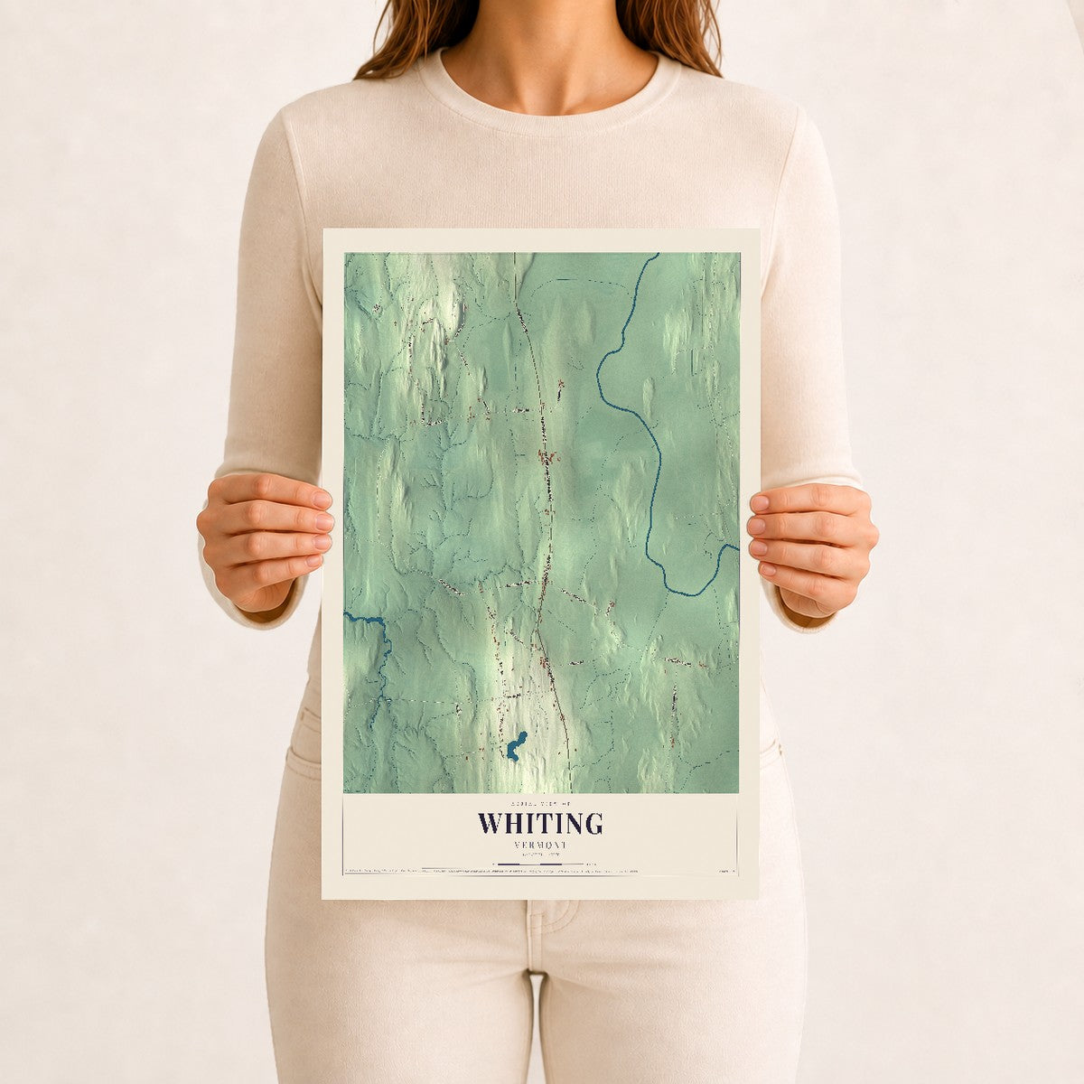 Whiting, Vermont map print - 12 x 18 archival matte print