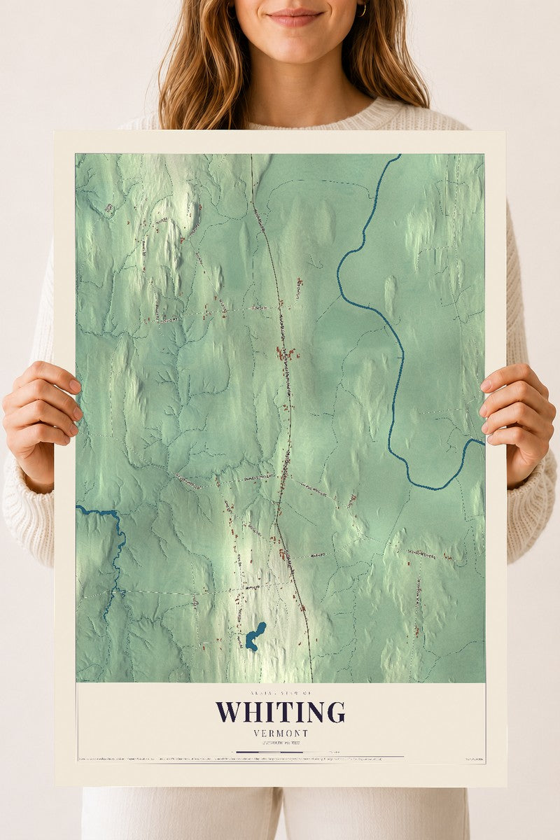 Whiting, Vermont map print - 18 x 24 archival matte print