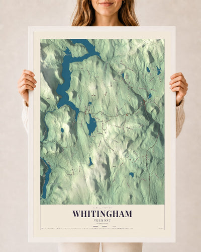 Whitingham, Vermont map print - 24 x 36 white Ayous wood frame