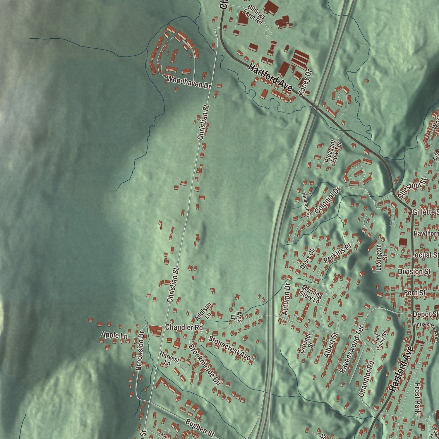 Street and neighborhood detail from the Wilder, Vermont map