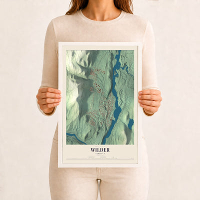 Wilder, Vermont map print - 12 x 18 white Ayous wood frame