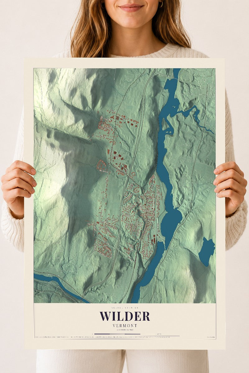Wilder, Vermont map print - 18 x 24 archival matte print