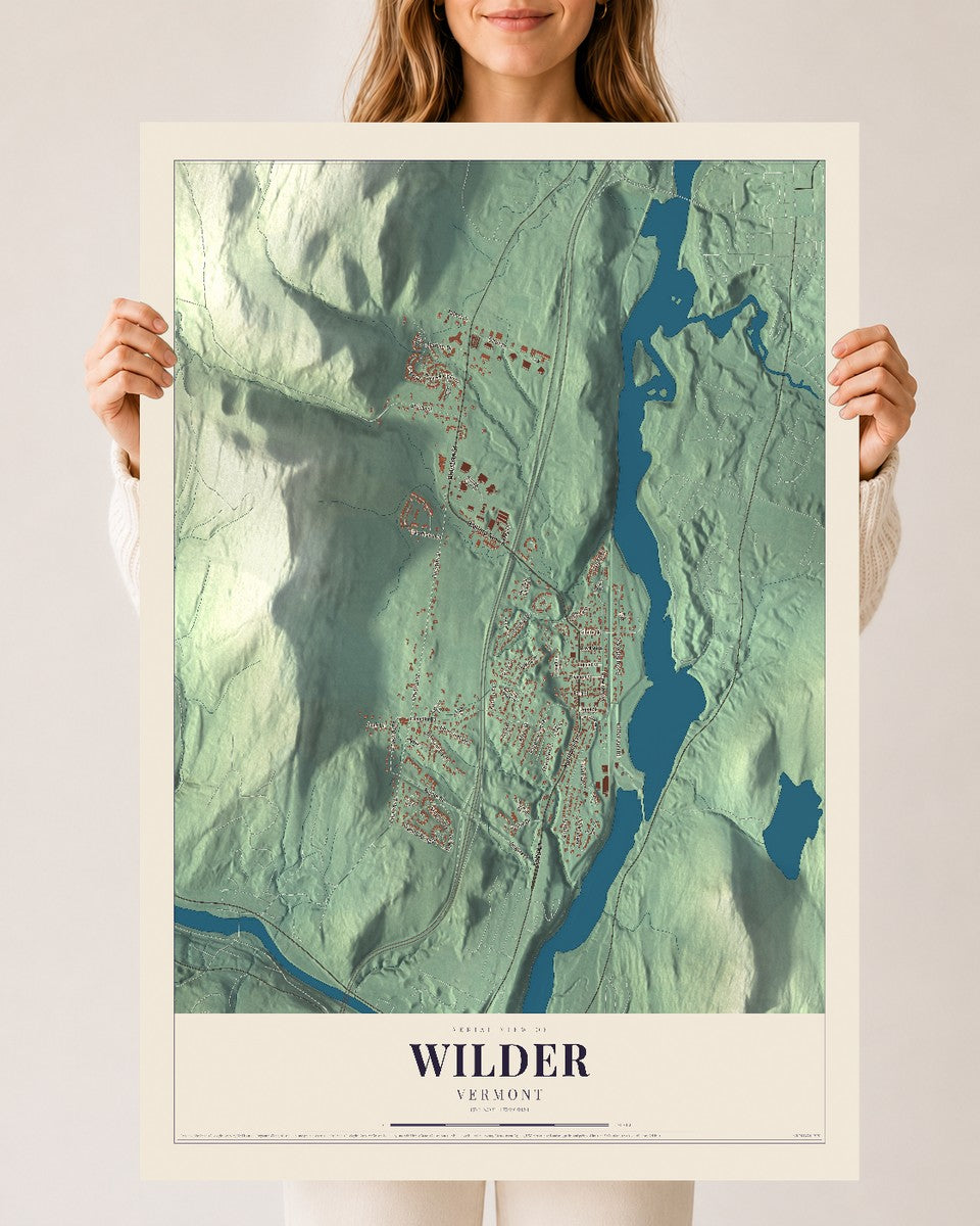 Wilder, Vermont map print - 24 x 36 archival matte print