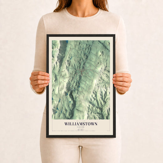 Map of Williamstown, Vermont, 12 x 18 inch print in a black wood frame