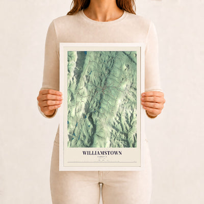 Williamstown, Vermont map print - 12 x 18 white Ayous wood frame
