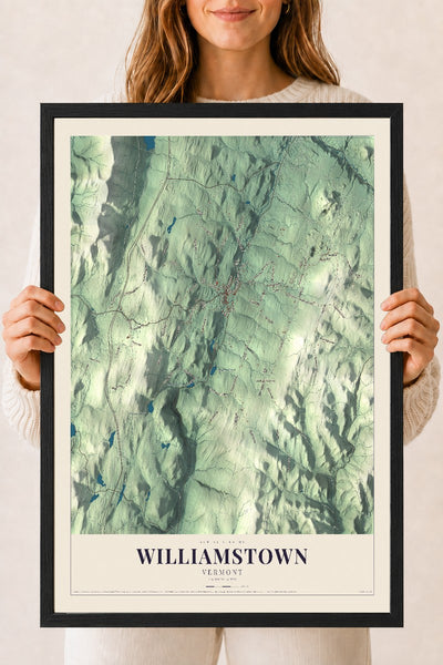 Williamstown, Vermont map print - 18 x 24 black Ayous wood frame
