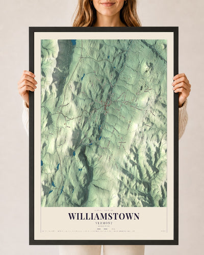 Williamstown, Vermont map print - 24 x 36 black Ayous wood frame