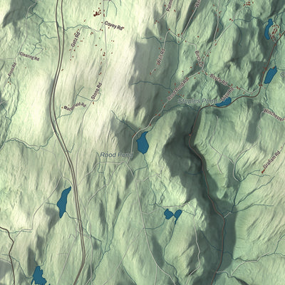 Terrain and local geography detail from the Williamstown, Vermont map