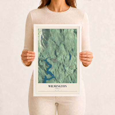 Wilmington, Vermont map print - 12 x 18 white Ayous wood frame