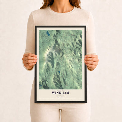Windham, Vermont map print - 12 x 18 black Ayous wood frame