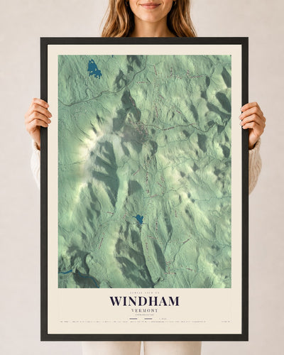 Windham, Vermont map print - 24 x 36 black Ayous wood frame