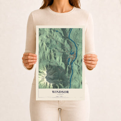 Windsor, Vermont map print - 12 x 18 archival matte print