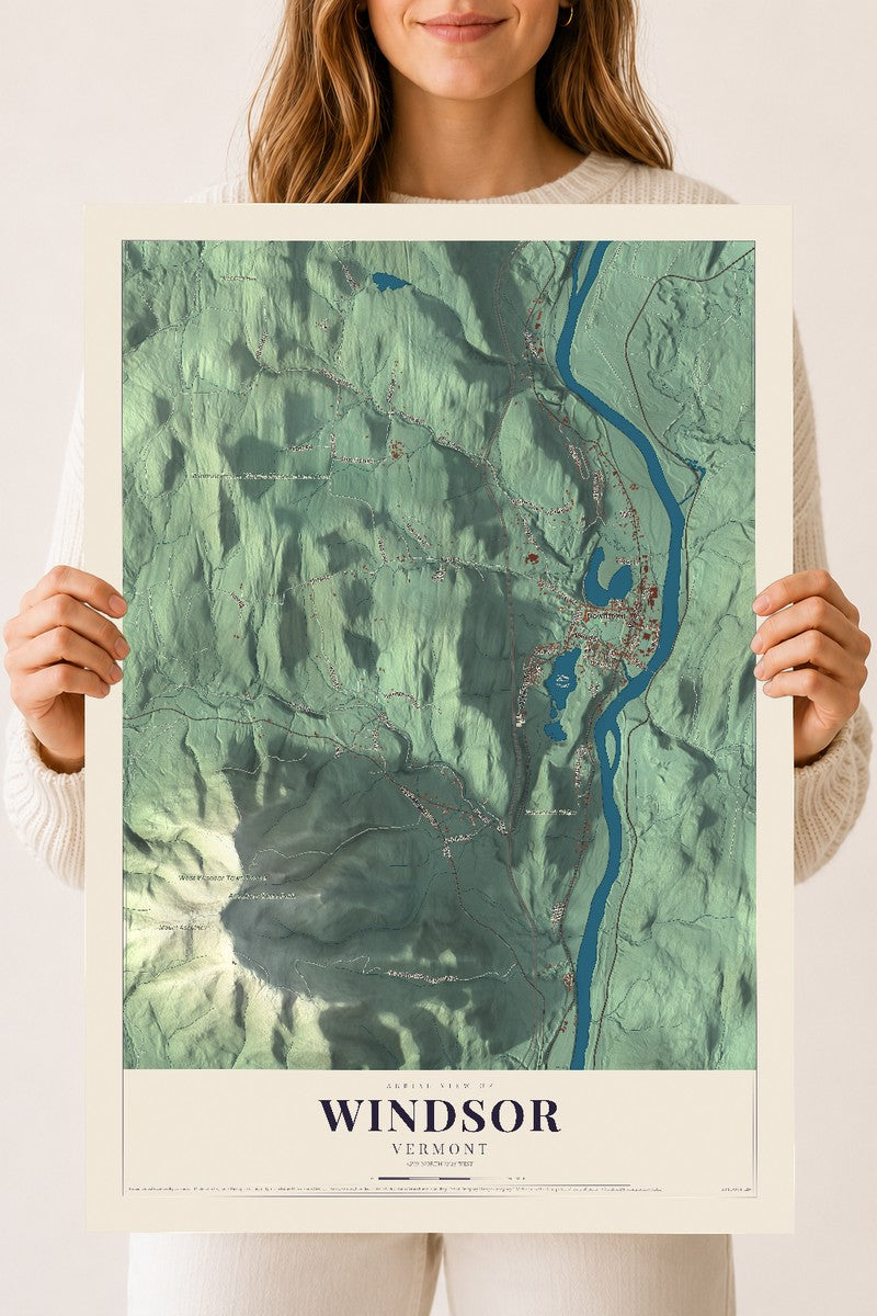 Windsor, Vermont map print - 18 x 24 archival matte print