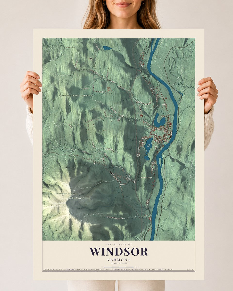 Windsor, Vermont map print - 24 x 36 archival matte print