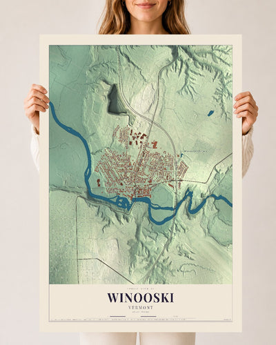 Winooski, Vermont map print - 24 x 36 archival matte print