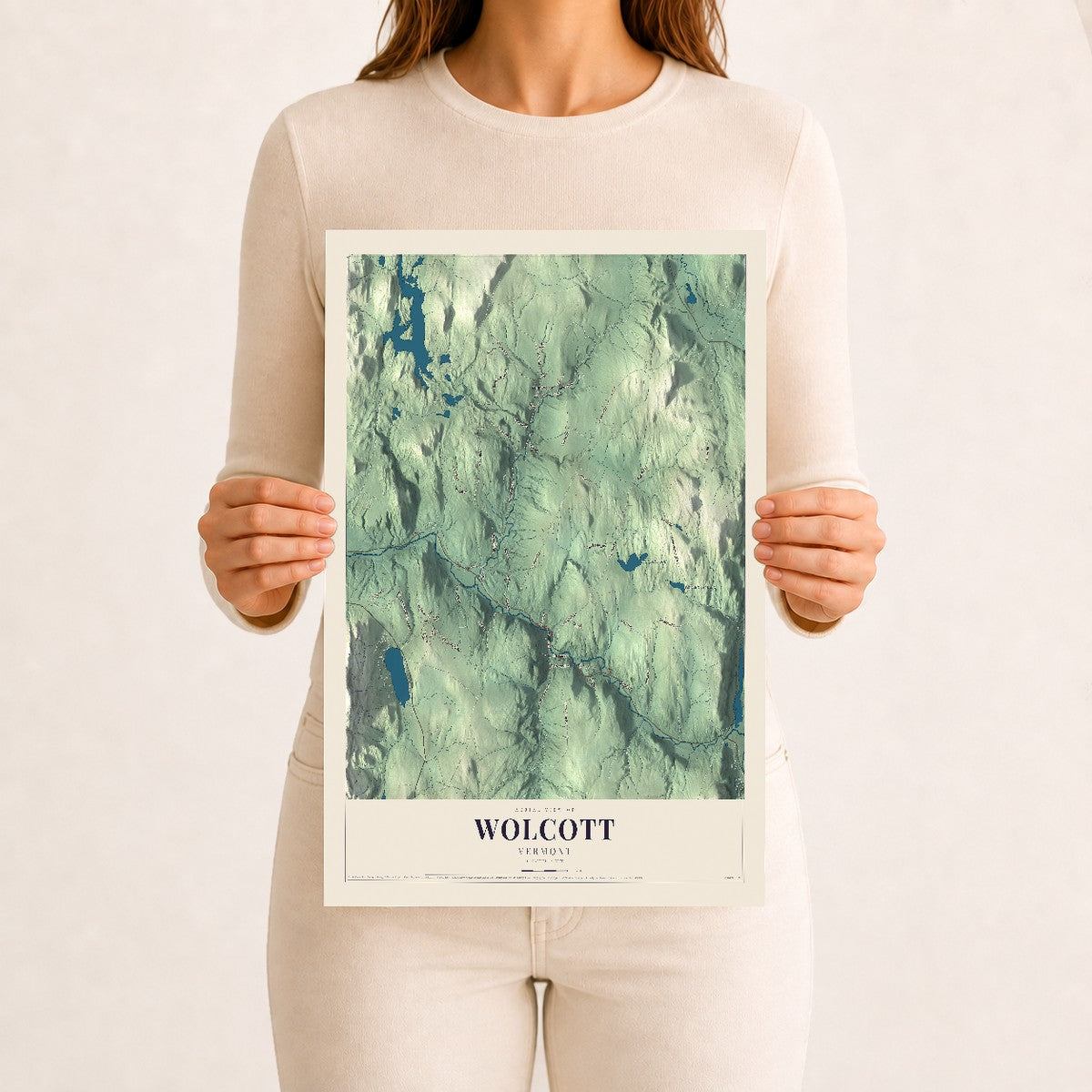 Wolcott, Vermont map print - 12 x 18 archival matte print