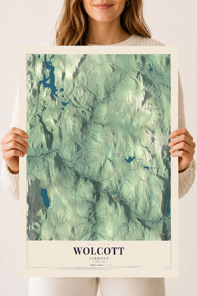 Wolcott, Vermont map print - 18 x 24 archival matte print