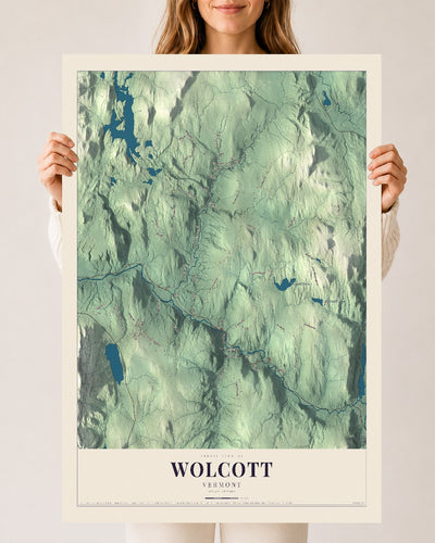 Wolcott, Vermont map print - 24 x 36 archival matte print