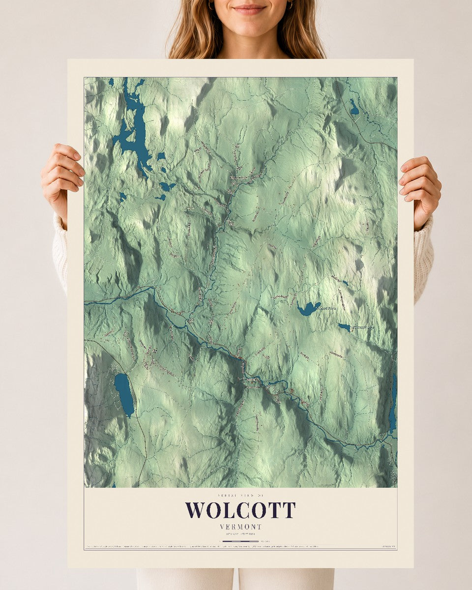 Wolcott, Vermont map print - 24 x 36 archival matte print