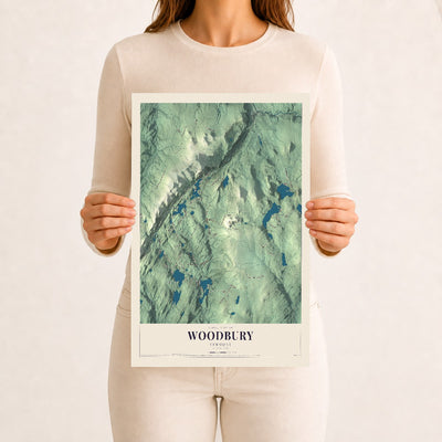 Woodbury, Vermont map print - 12 x 18 archival matte print