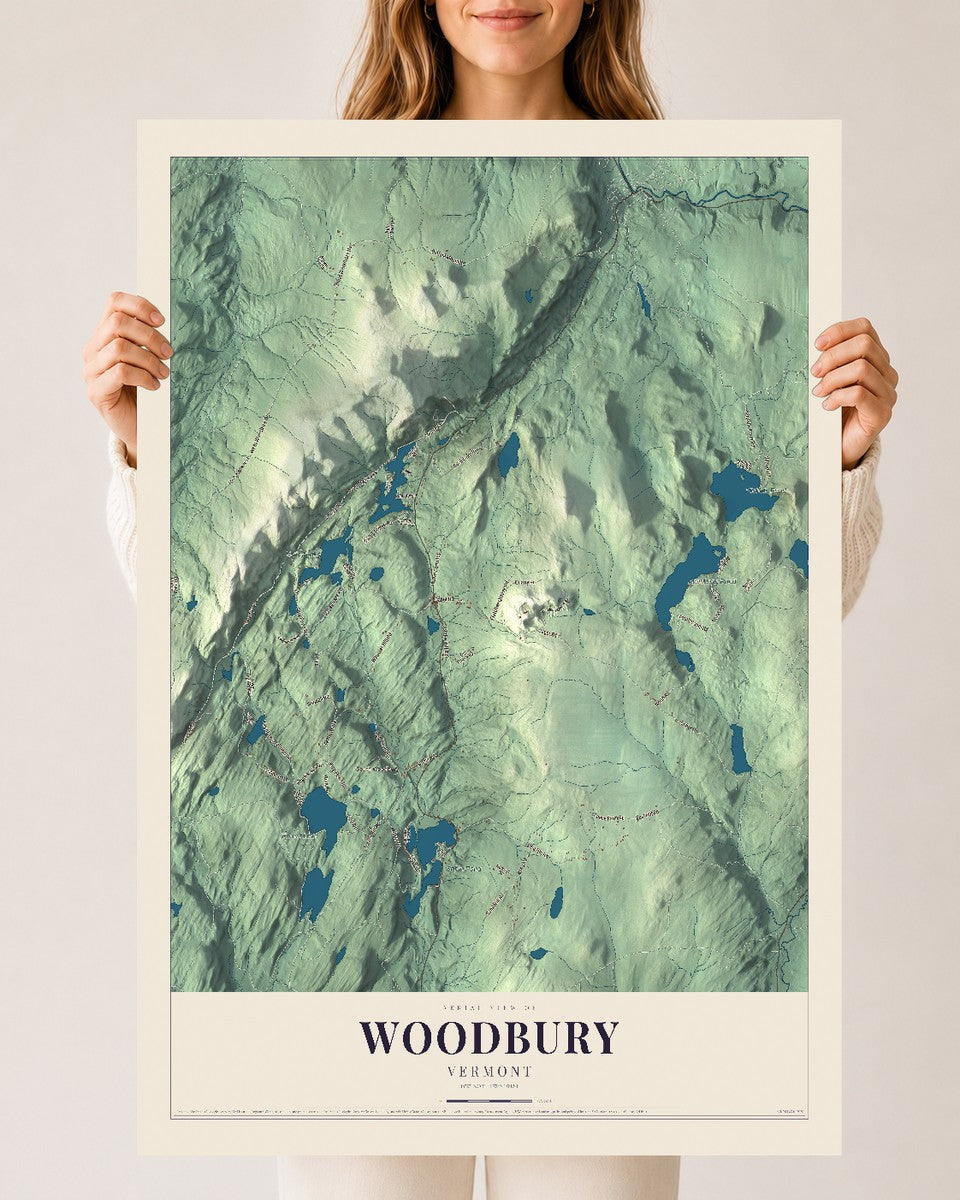 Woodbury, Vermont map print - 24 x 36 archival matte print