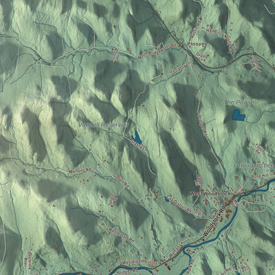 Terrain and local geography detail from the Woodstock, Vermont map