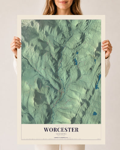 Worcester, Vermont map print - 24 x 36 archival matte print