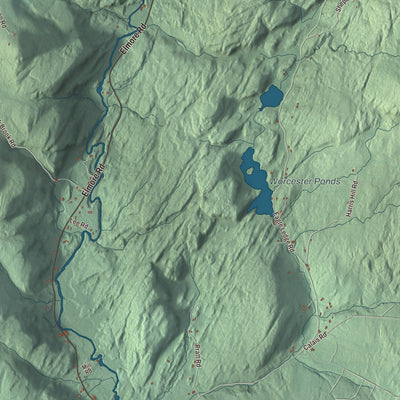 Terrain and local geography detail from the Worcester, Vermont map