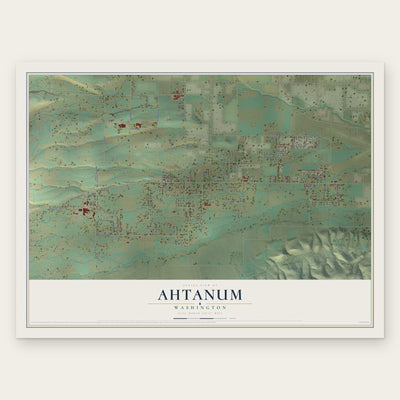 Ahtanum, Washington map print, the full design