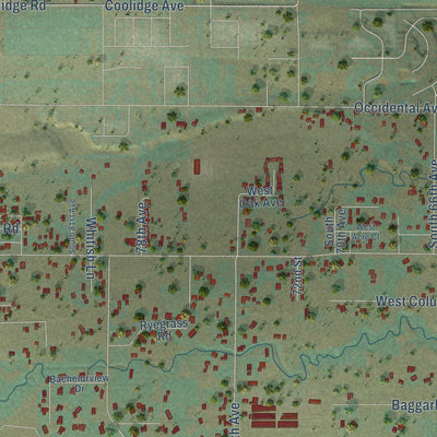 Close-up of the map of Ahtanum, Washington print showing street and building detail