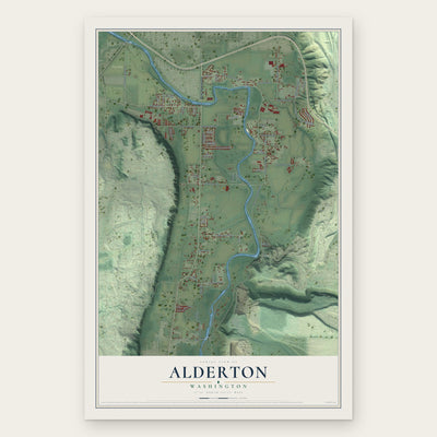 Alderton, Washington map print, the full design