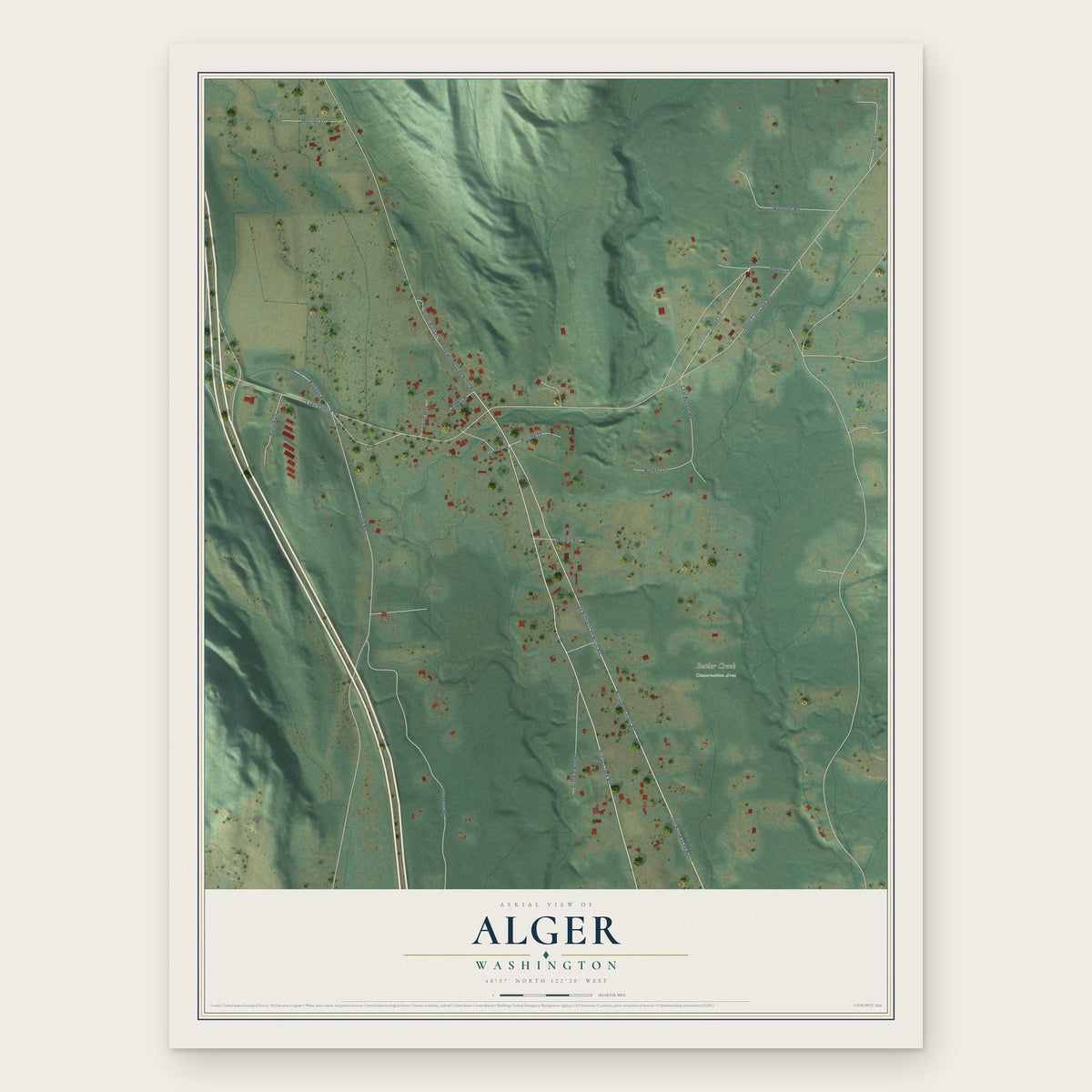 Alger, Washington map print, the full design