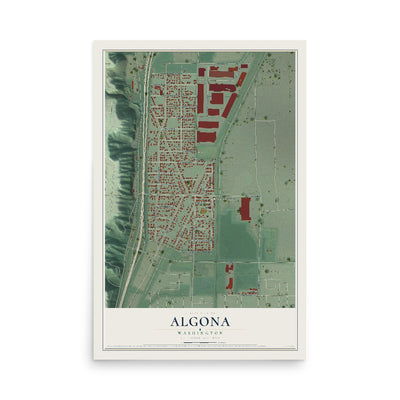 Map of Algona, Washington, 12 x 18 inch unframed archival matte print