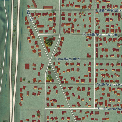 Close-up of the map of Algona, Washington print showing street and building detail