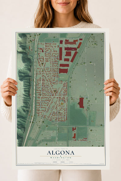 Map of Algona, Washington, 18 x 24 inch unframed archival matte print