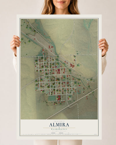 Map of Almira, Washington, 24 x 36 inch unframed archival matte print
