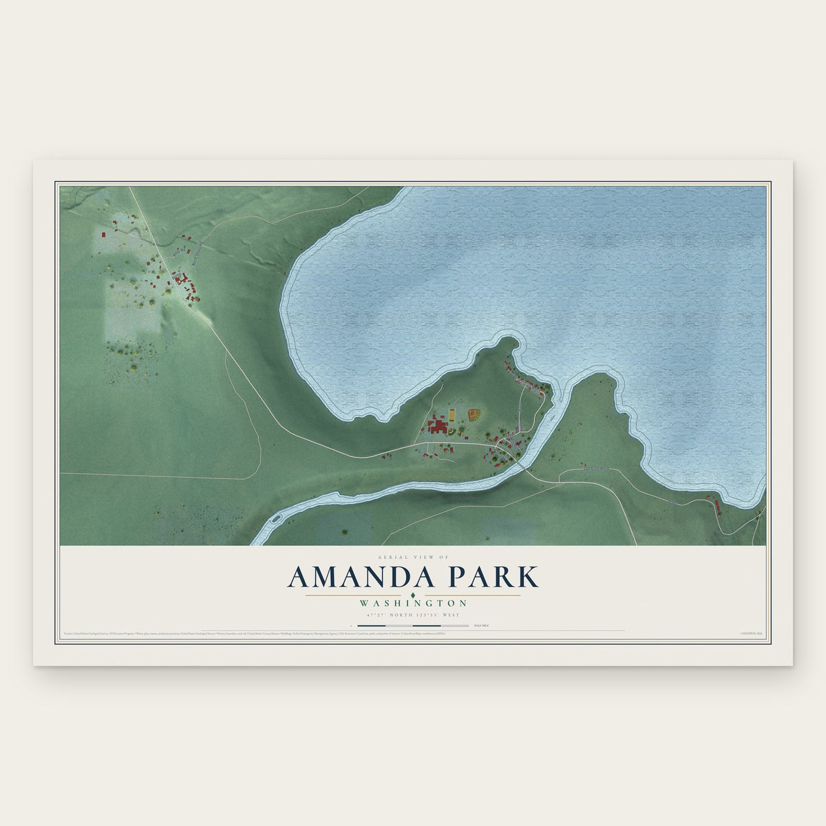 Amanda Park, Washington map print, the full design