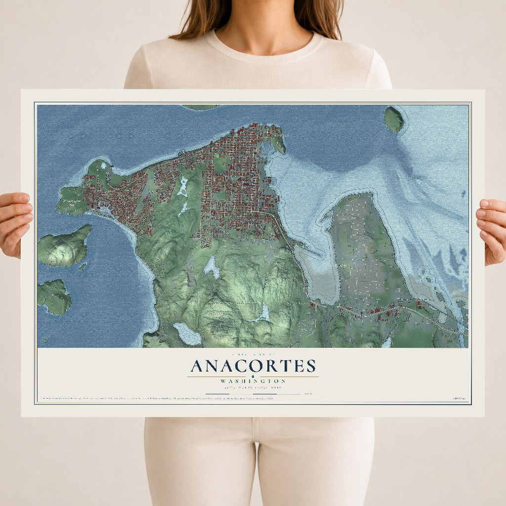 Map of Anacortes, Washington, 18 x 24 inch unframed archival matte print