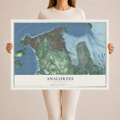 Map of Anacortes, Washington, 24 x 36 inch unframed archival matte print
