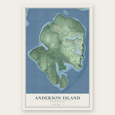 Anderson Island, Washington map print, the full design