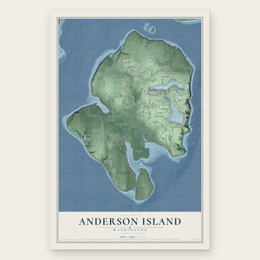 Anderson Island, Washington map print, the full design