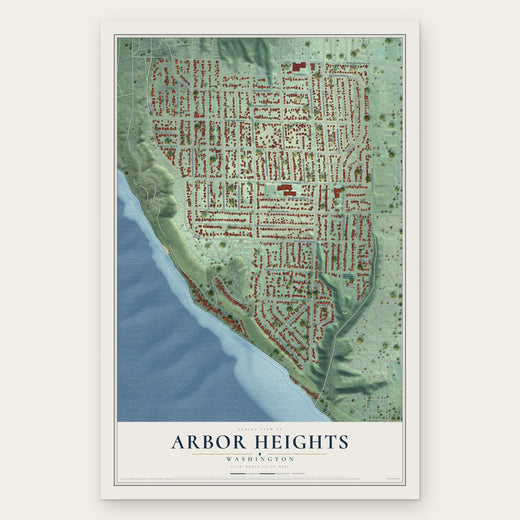 Arbor Heights, Washington map print, the full design