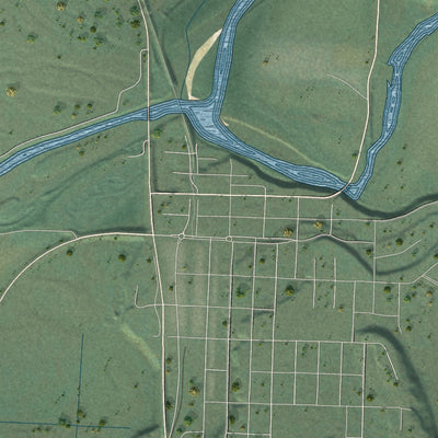 Close-up of the map of Arlington Heights, Washington print showing street and building detail