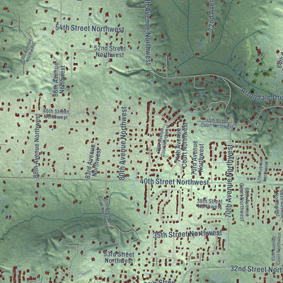 Close-up of the map of Artondale, Washington print showing street and building detail