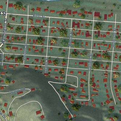 Close-up of the map of Asotin, Washington print showing street and building detail