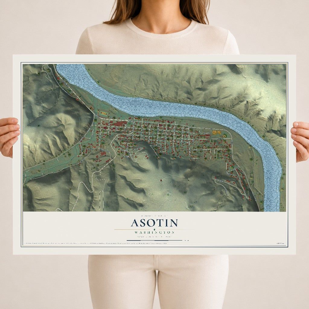 Map of Asotin, Washington, 18 x 24 inch unframed archival matte print