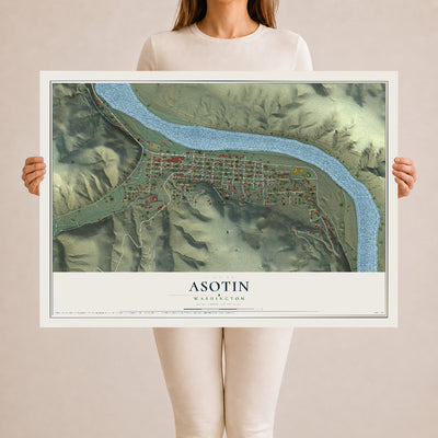 Map of Asotin, Washington, 24 x 36 inch unframed archival matte print